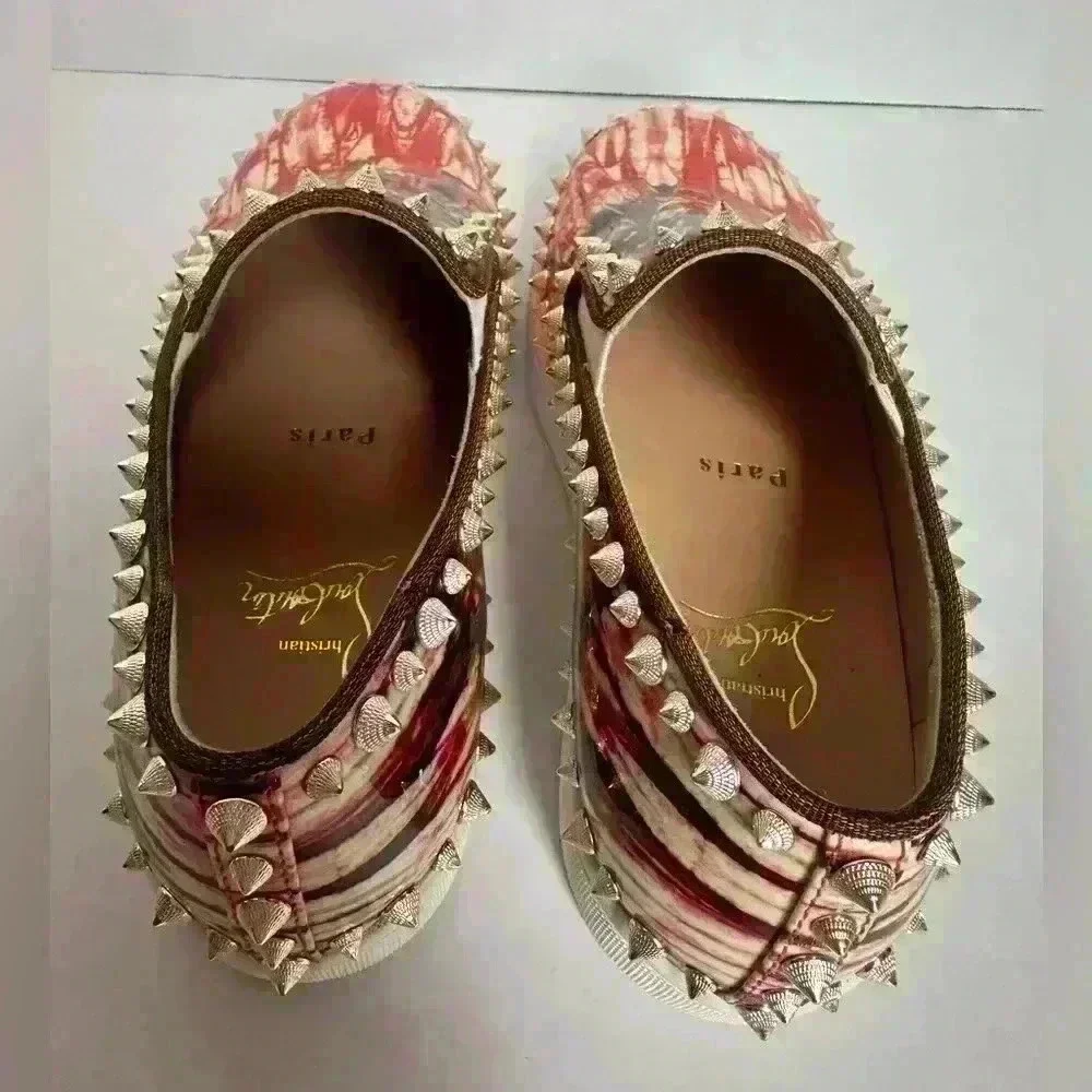 Authentic Christian Louboutin PIK Boat Flat Bazin Sneaker Spike 36.5 (US6.5)